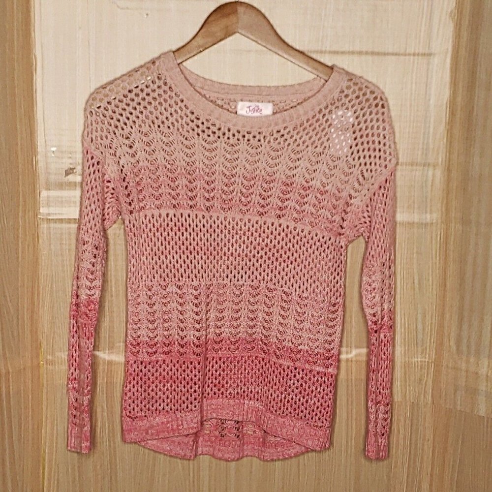 Justice Girls New Pink Ombre Open Knit Sweater 8